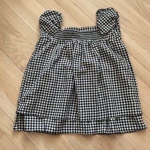 Black and white gingham square neckline top 14